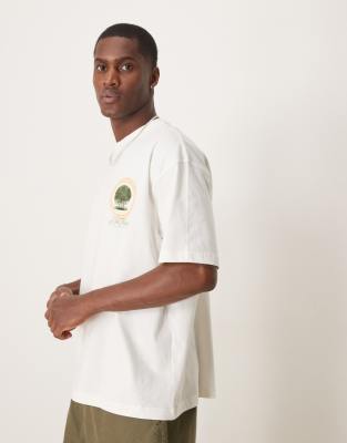 Asos Design Oversized T-shirt With Scenic Graphic In White