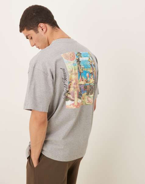 ASOS DESIGN oversized t-shirt with scenic graphic in gray heather - view 1