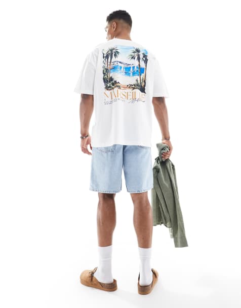 ASOS DESIGN oversized t-shirt with scenic graphic in white - view 1