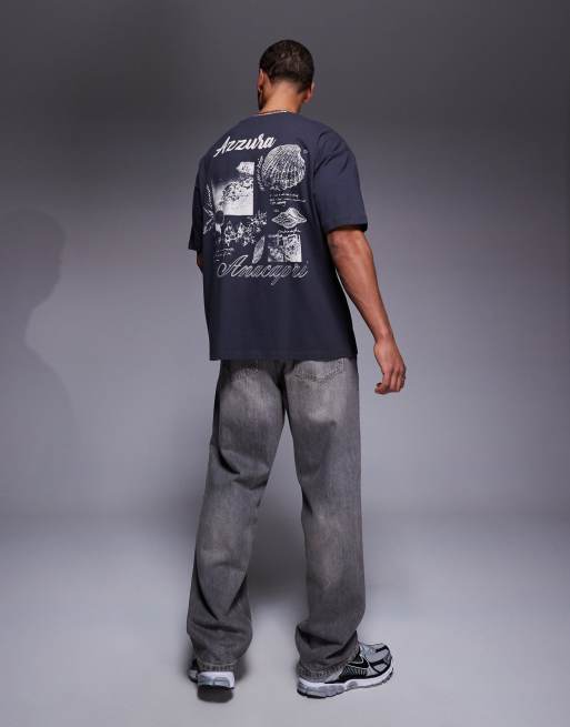ASOS DESIGN oversized t-shirt with scenic graphics in charcoal, 4 of 4
