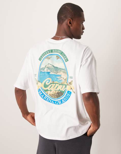 ASOS DESIGN oversized t-shirt with scenic graphics in white - view 1
