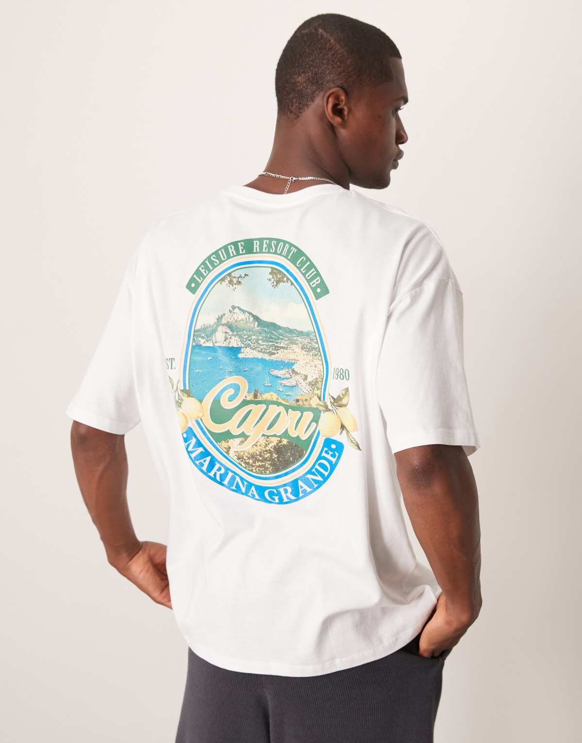 ASOS DESIGN oversized t-shirt with scenic graphics in white