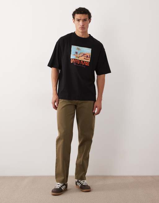 ASOS DESIGN oversized T-shirt with scenic print in black, 2 of 5
