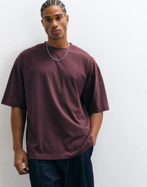 ASOS DESIGN oversized t-shirt with script text graphic in brown, 2 of 5