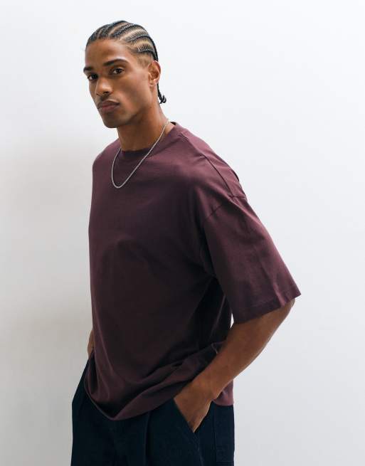 ASOS DESIGN oversized t-shirt with script text graphic in brown, 4 of 5