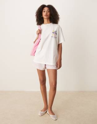 Asos Design Oversized T-shirt With Seafood Graphic In White