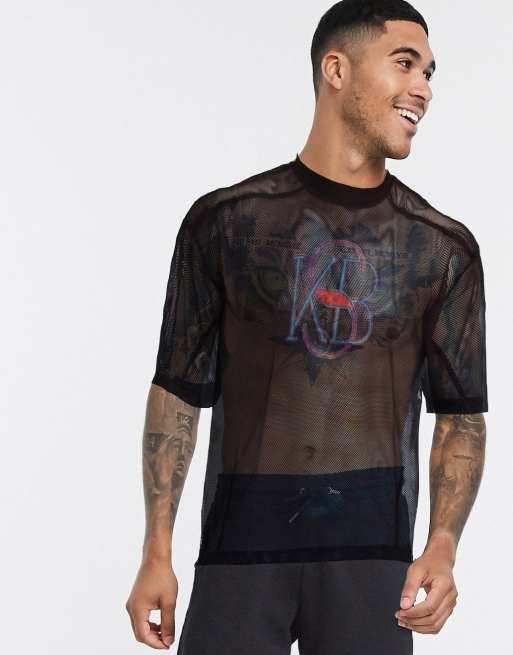 Oversized Fit Printed mesh T-shirt