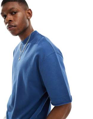 Asos Design Oversized T-shirt With Seam Detail In Navy
