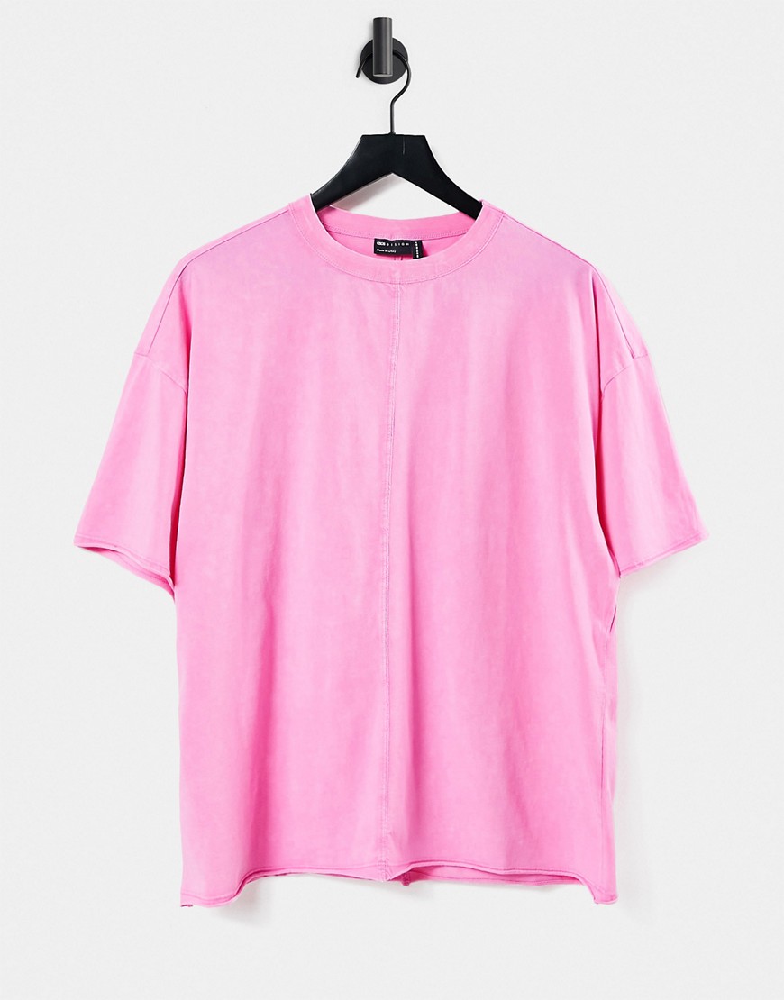 ASOS DESIGN oversized T-shirt with seam detail in washed pink