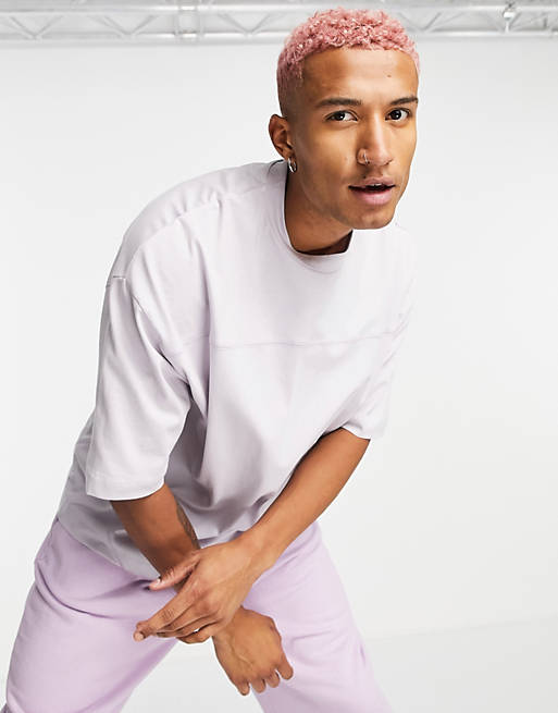 ASOS DESIGN oversized T-shirt with seam detailing in lilac | ASOS