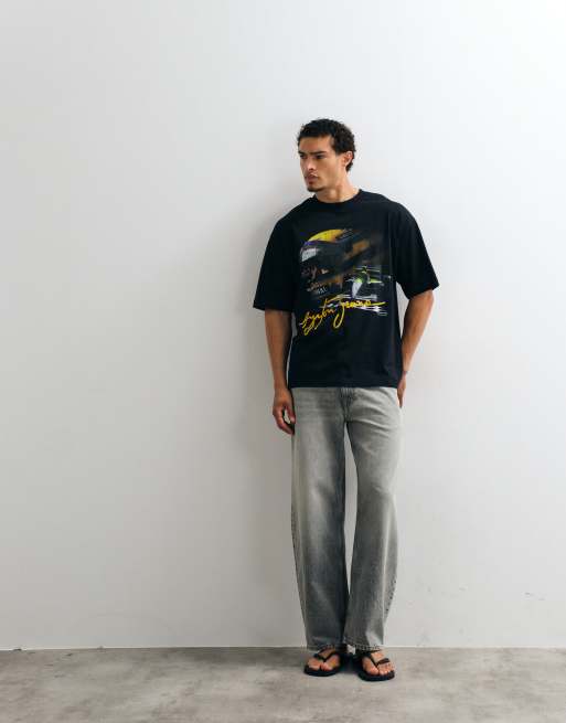 ASOS DESIGN oversized t-shirt with Senna print in black, 4 of 5