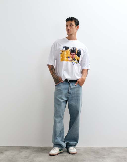 ASOS DESIGN oversized t-shirt with Senna print in white, 3 of 5