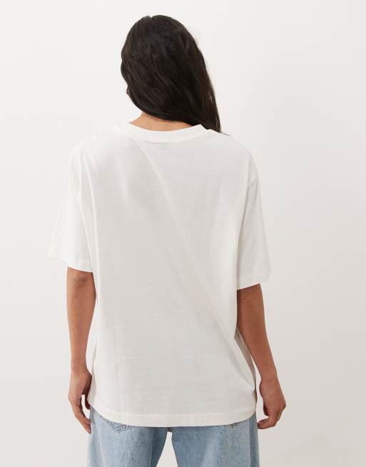 ASOS DESIGN oversized T-shirt with Serenity lace graphic in cream, 2 of 4