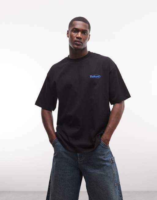 ASOS DESIGN oversized t-shirt with Shibuya graphic in black, 2 of 5