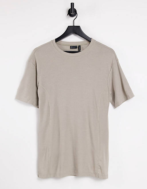 ASOS DESIGN oversized T-shirt with side slits and stitch ribbed detail ...