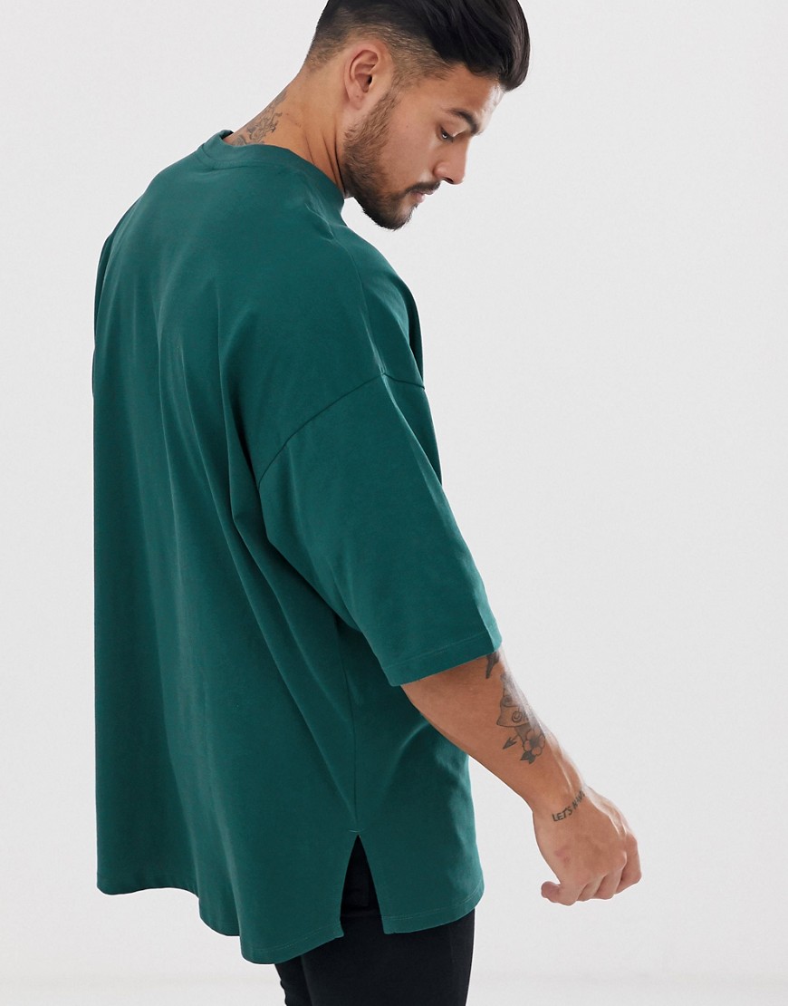 ASOS DESIGN oversized t-shirt with side split in green