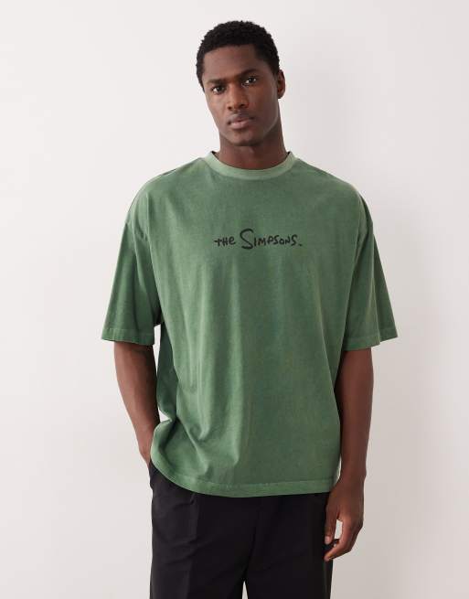 ASOS DESIGN oversized t-shirt with SIMPSONS print in green, 3 of 5