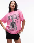 [ASOS DESIGN] ASOS DESIGN oversized t-shirt with skeleton graphic in washed pink XS Washed pink