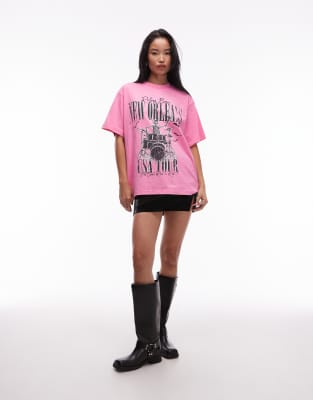 Asos Design Oversized T-shirt With Skeleton Graphic In Pink
