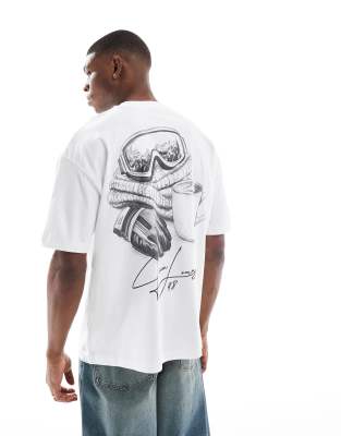 Asos Design Oversized T-shirt With Ski Graphic In White
