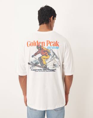 Asos Design Oversized T-shirt With Ski Sports Graphic In White