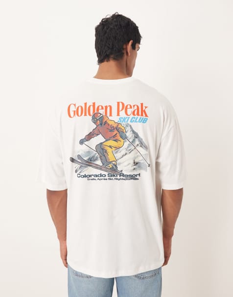 ASOS DESIGN oversized t-shirt with ski sports graphic in white - view 1
