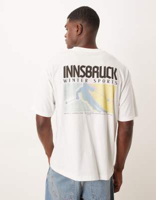 Asos Design Oversized T-shirt With Ski Sports Graphic In White