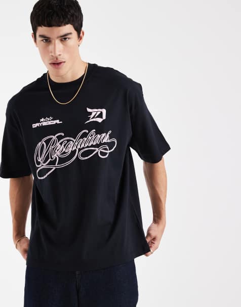 ASOS DESIGN oversized T-shirt with soccer graphic in black - view 1