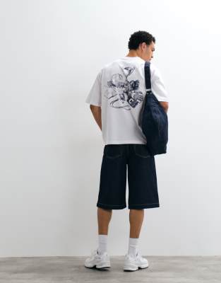Asos Design Oversized T-shirt With Soccer Graphic In White