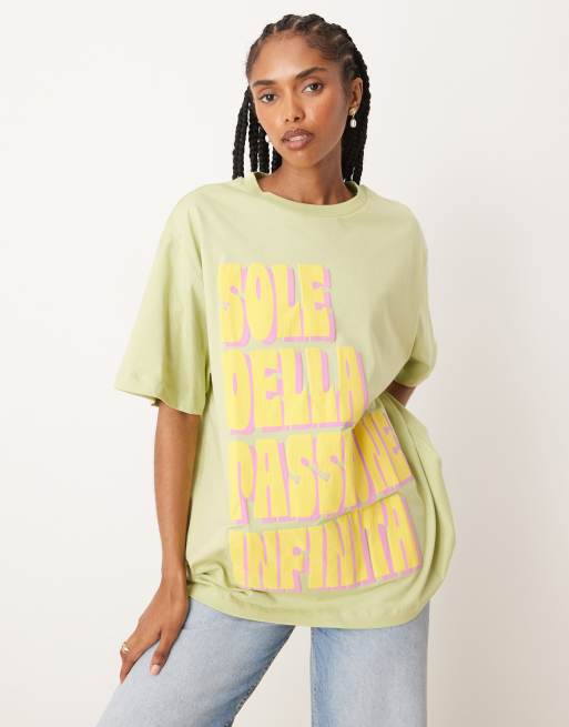 ASOS DESIGN oversized t-shirt with sole della graphic in sage