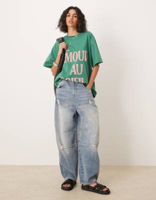 Asos Design Oversized T Shirt With Colorado Graphic In Green