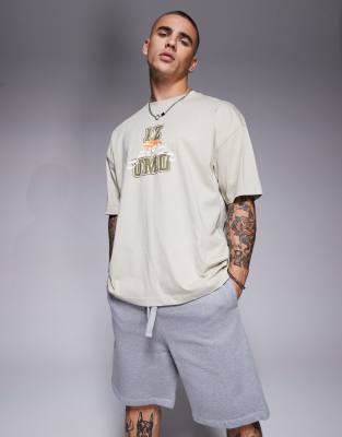 Asos Design Oversized T-shirt With Souvenir Graphic In Gray