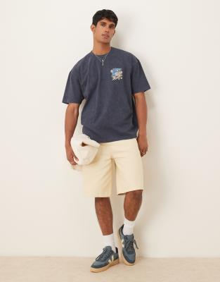 Asos Design Oversized T-shirt With Souvenir Graphic In Blue
