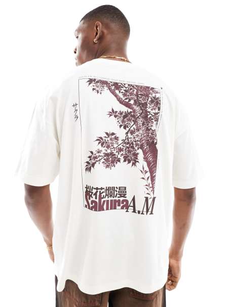 ASOS DESIGN oversized t-shirt with souvenir graphic in off white - view 1