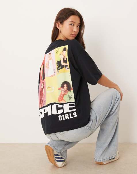 ASOS DESIGN oversized t-shirt with Spice Girls print in black