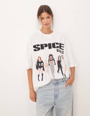 Asos Design Oversized T-shirt With Spice Girls Print In White