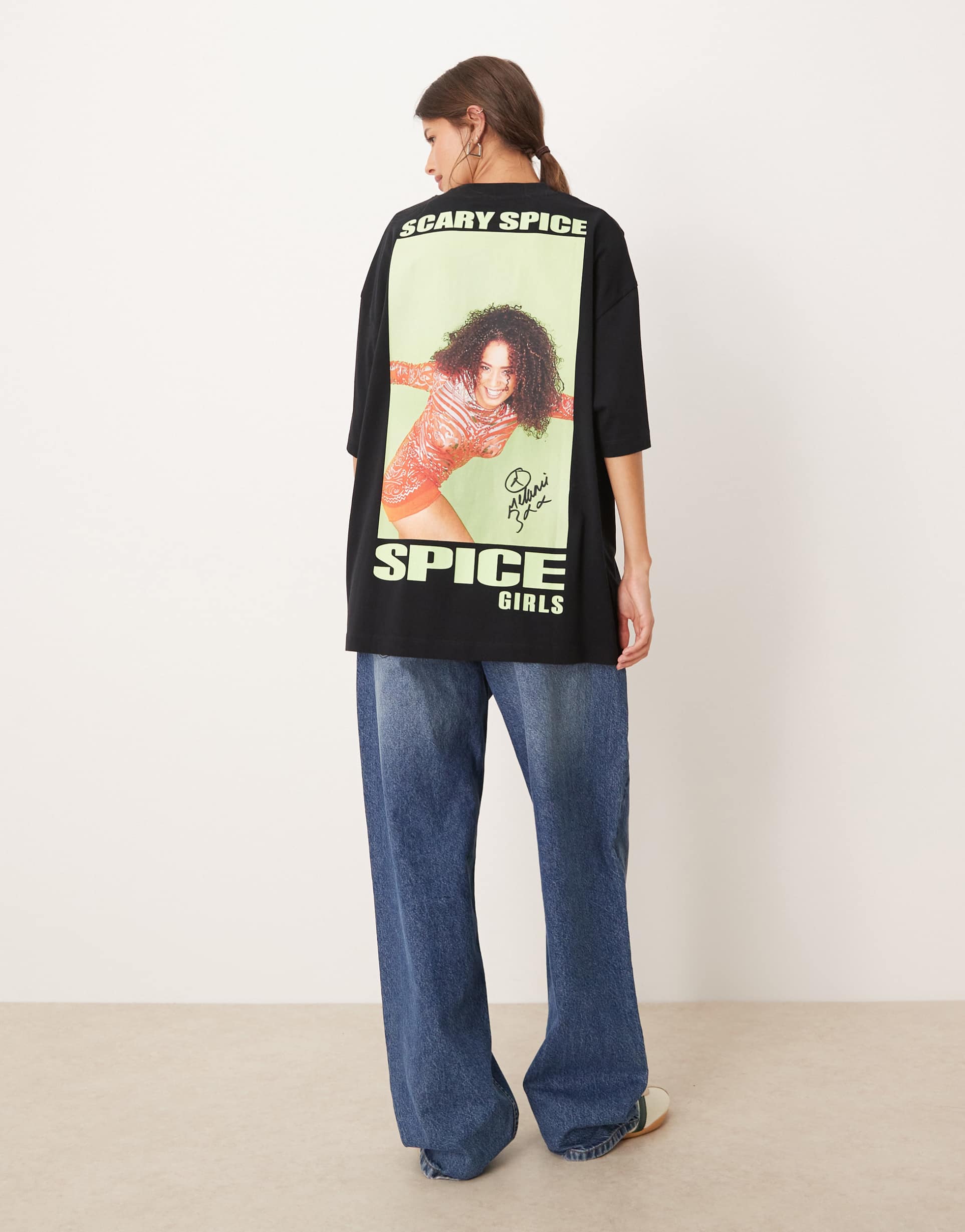 asos design oversized t-shirt with spice girls scary print in black