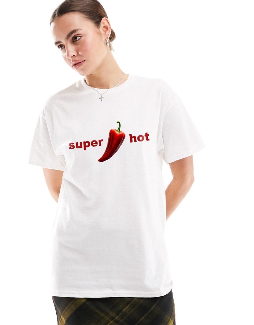 ASOS DESIGN oversized t-shirt with spicy chilli graphic in white