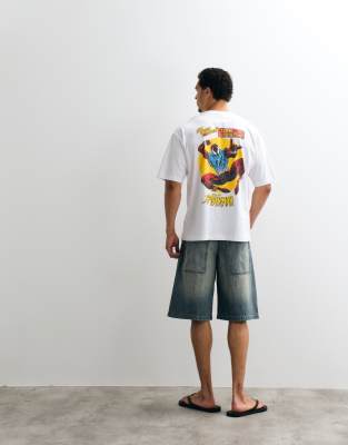 Asos Design Oversized T-shirt With Spider-man Print In White