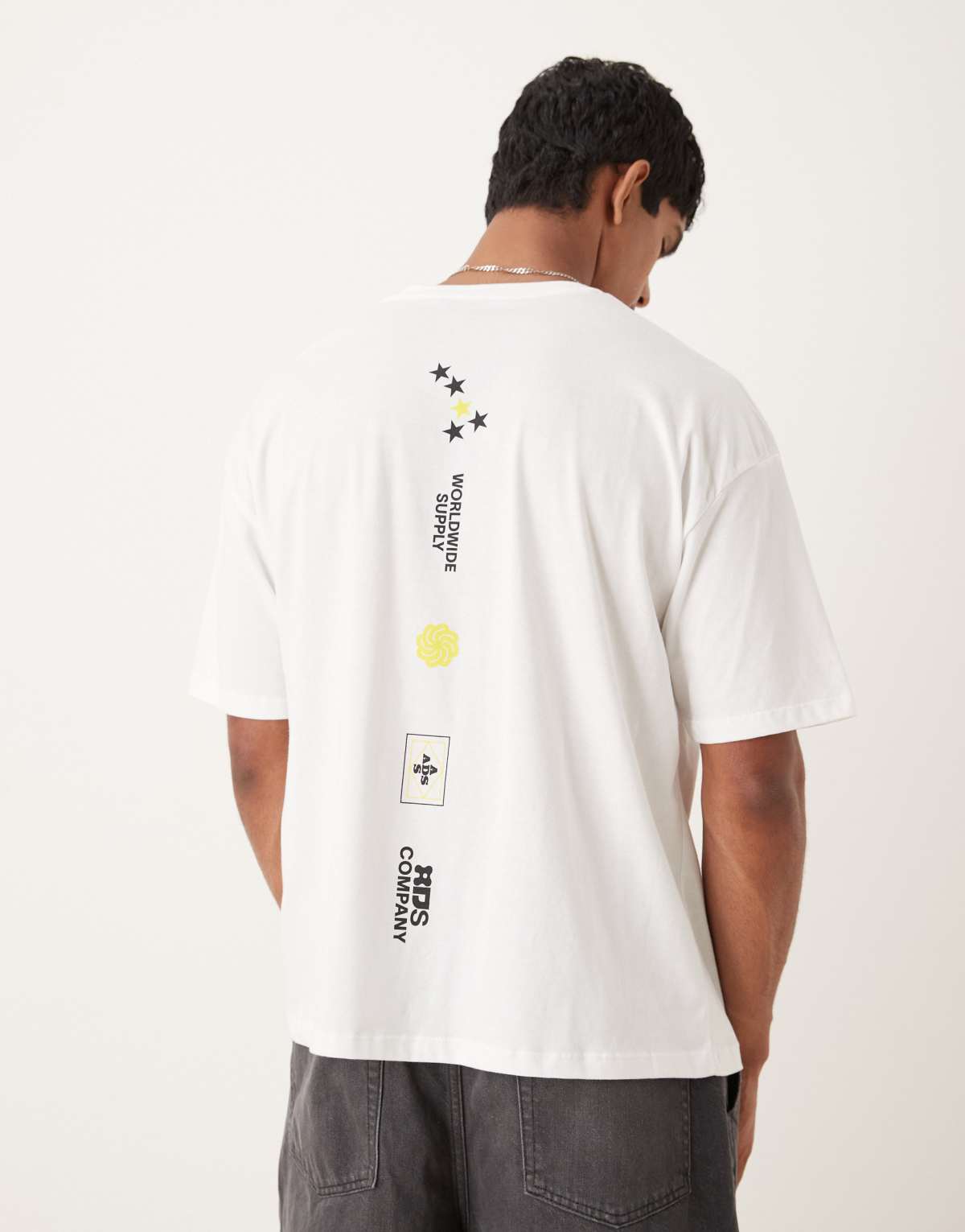 ASOS DESIGN oversized t-shirt with spine print in white