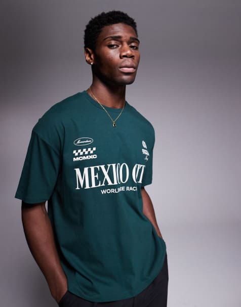 ASOS DESIGN oversized t-shirt with sport text chest print in green - view 1