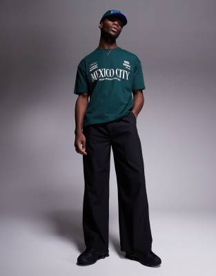 Asos Design Oversized T-shirt With Sport Text Chest Print In Green