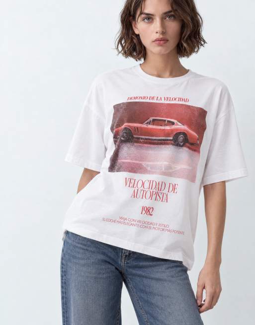 ASOS DESIGN oversized t-shirt with sports car graphic in red and cream, 5 of 9