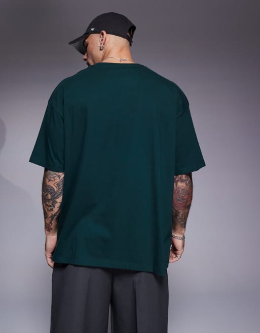 ASOS DESIGN oversized t-shirt with sports club front print in green, 4 of 4