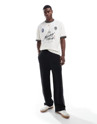 Asos Design Oversized T-shirt With Sports Front Print In White
