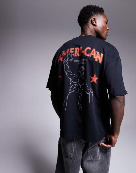 ASOS DESIGN oversized T-shirt with sports graphic in black - view 1