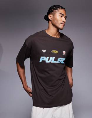 Asos Design Oversized T-shirt With Sports Graphic In Brown