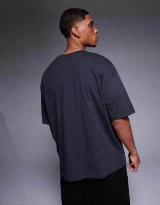 Asos Design Oversized T-shirt With Sports Graphic In Gray