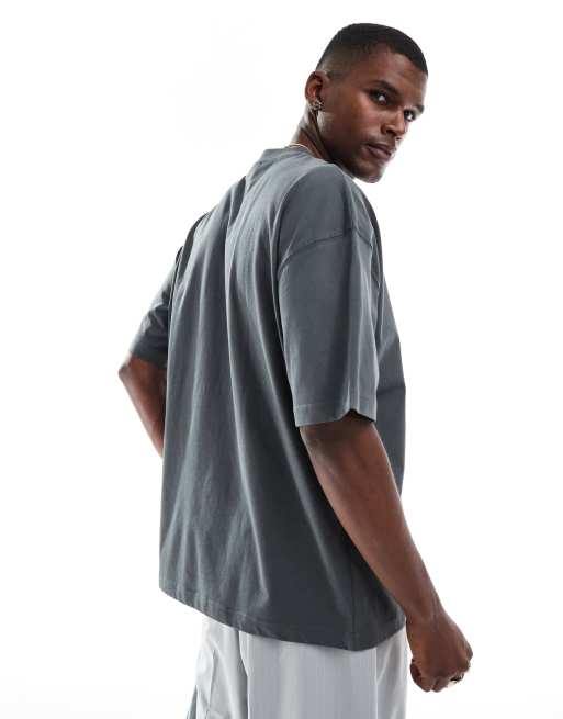 ASOS DESIGN oversized t-shirt with sports graphic in charcoal