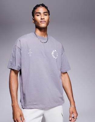 Asos Design Oversized T-shirt With Sports Graphic In Blue